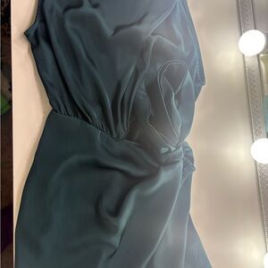 Elegant Emerald Green mini silk wrap dress